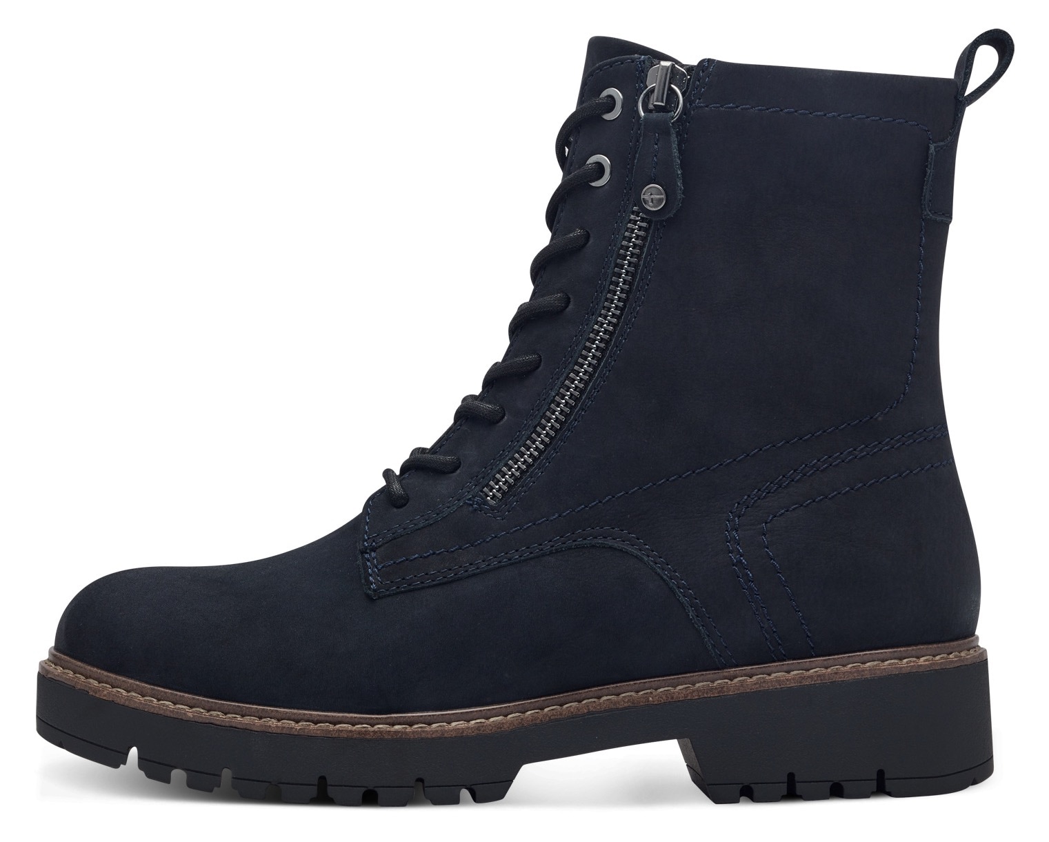 Tamaris Schnürboots  , Blockabsatz, Schnürstiefelette mit Zierreissverschluss aussen