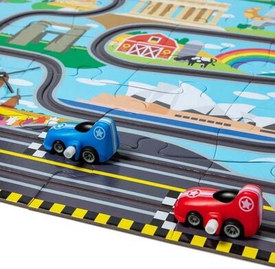 Melissa & Doug Racerbane Gulvpuslespill & Lekesett 48 Brikker