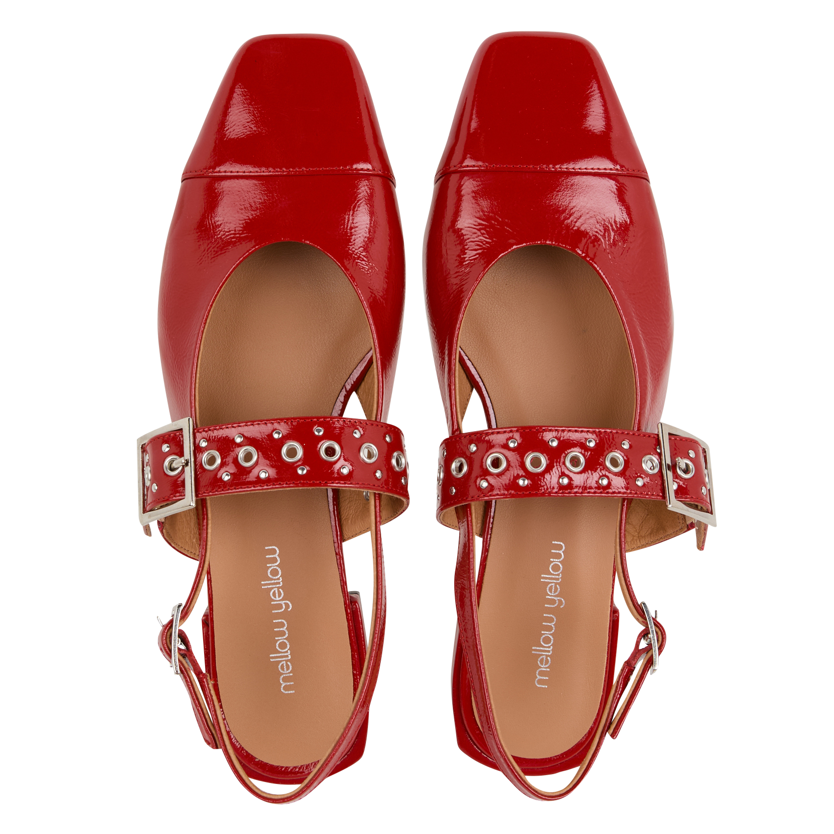 MIRABELLE - Sandales plates en cuir vernis | Rouge