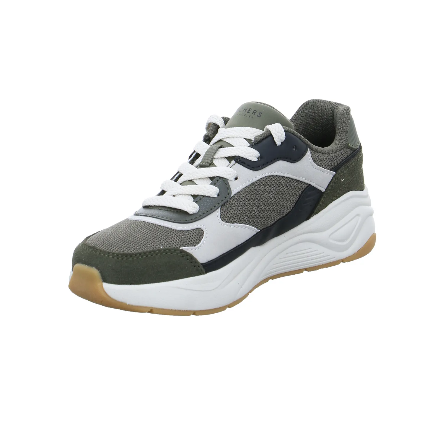 SKECHERS Jungen-Halbschuh Binder Olive Textil  Sneaker