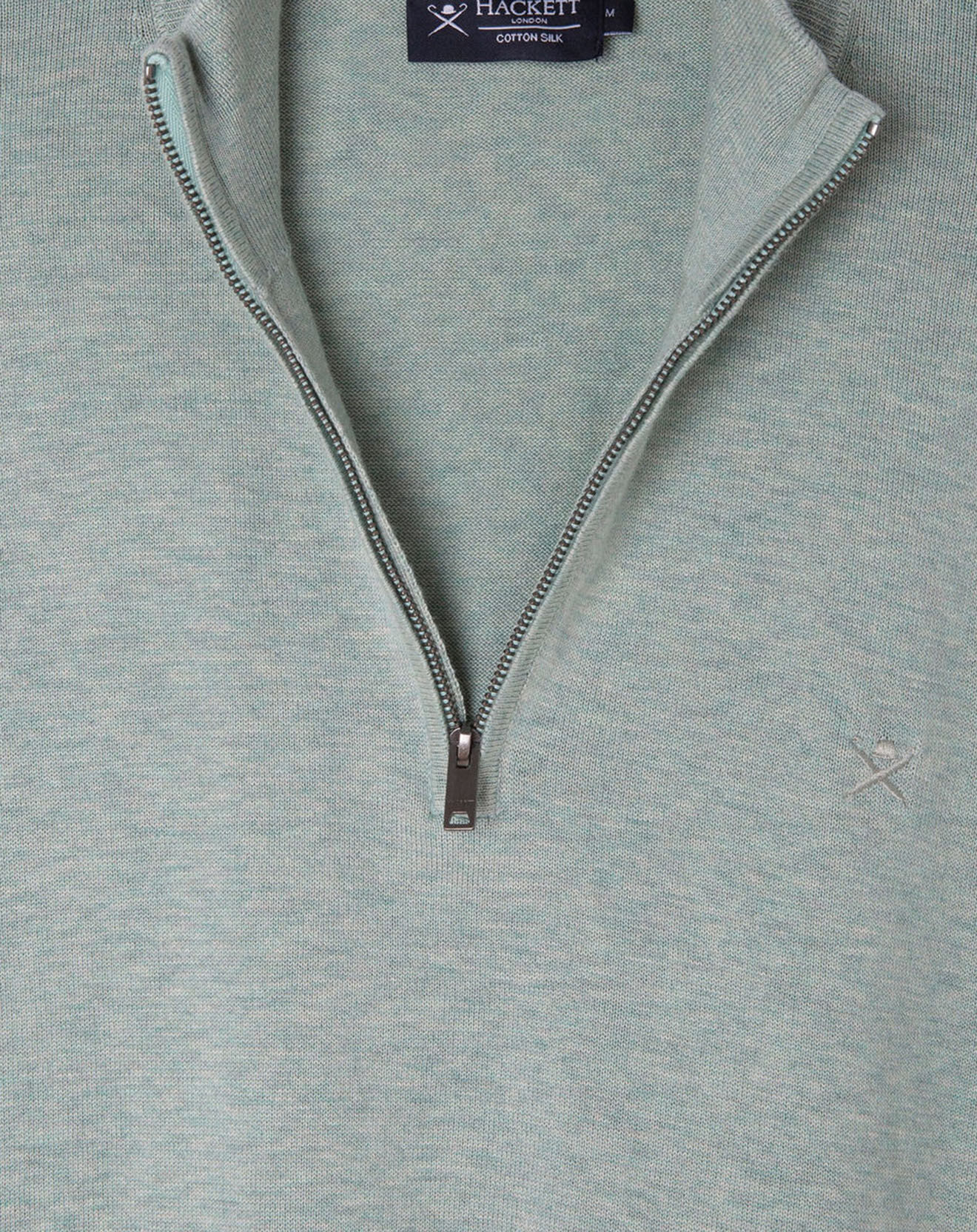 Hackett London Pull en Coton & Soie col camionneur vert moyen