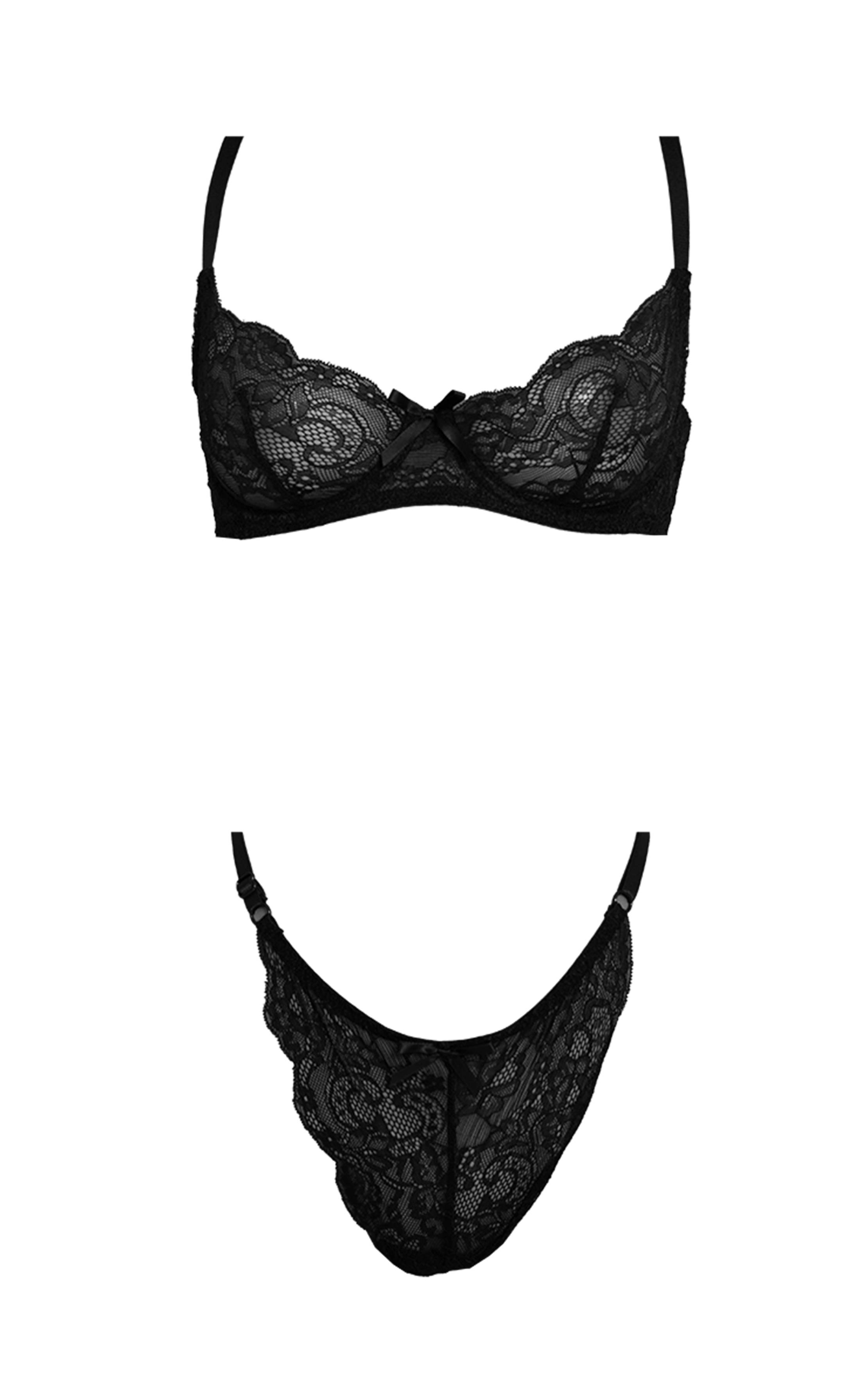 Noir Ensemble De Lingerie En Dentelle Avec Armatures