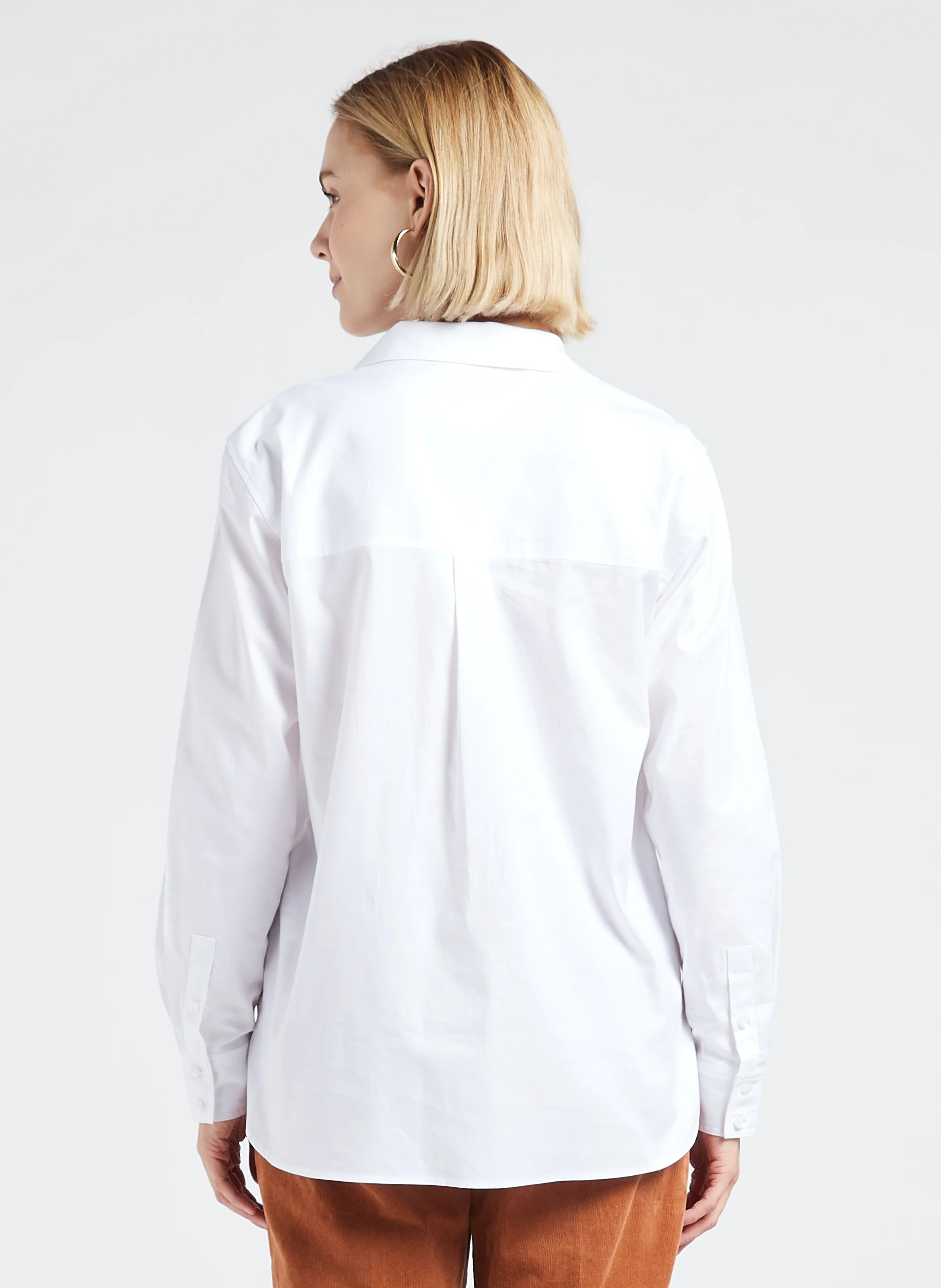 MANDIE - Chemise col classique ample en coton | Blanc