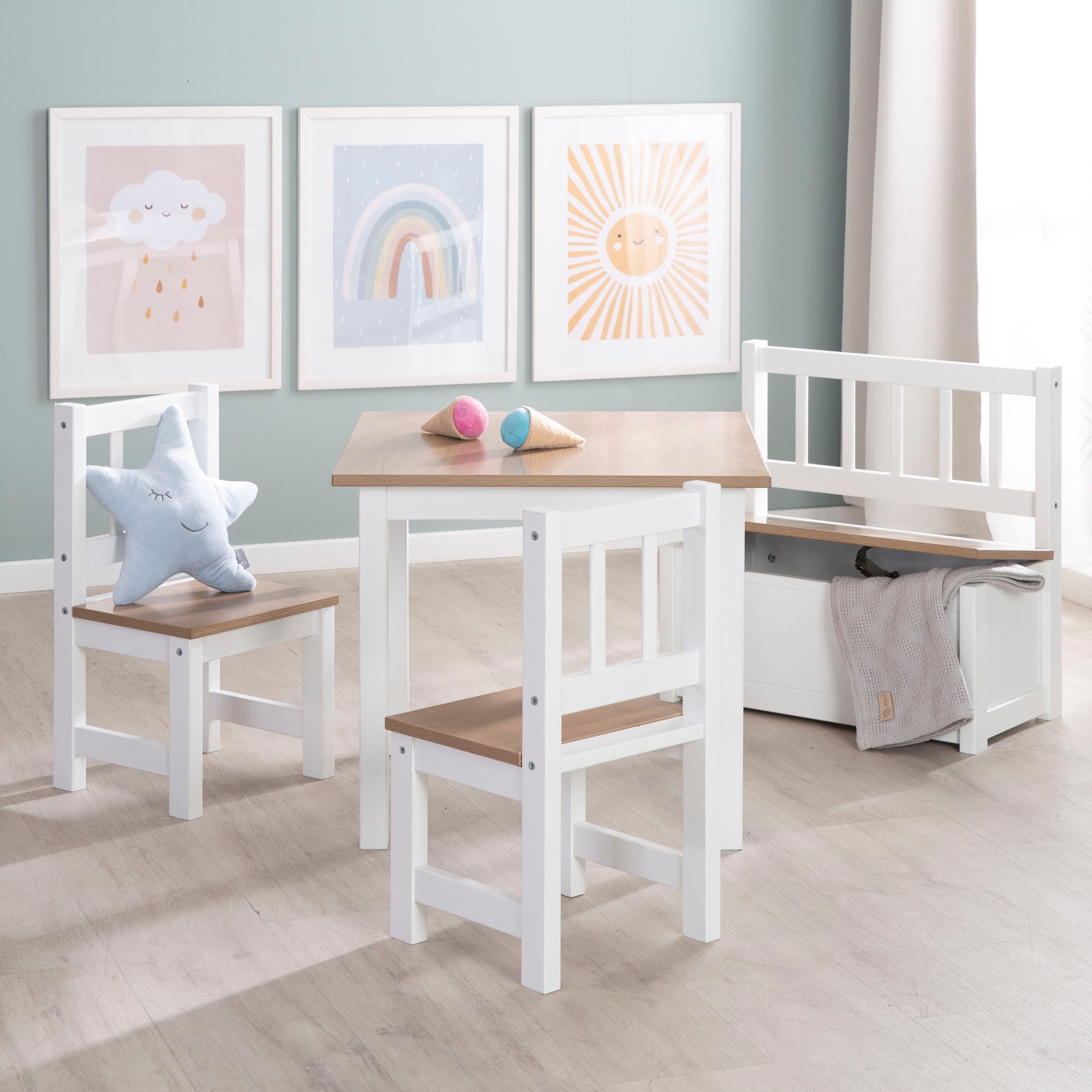 roba® Truhenbank »Woody, natur & weiss« aufklappbar