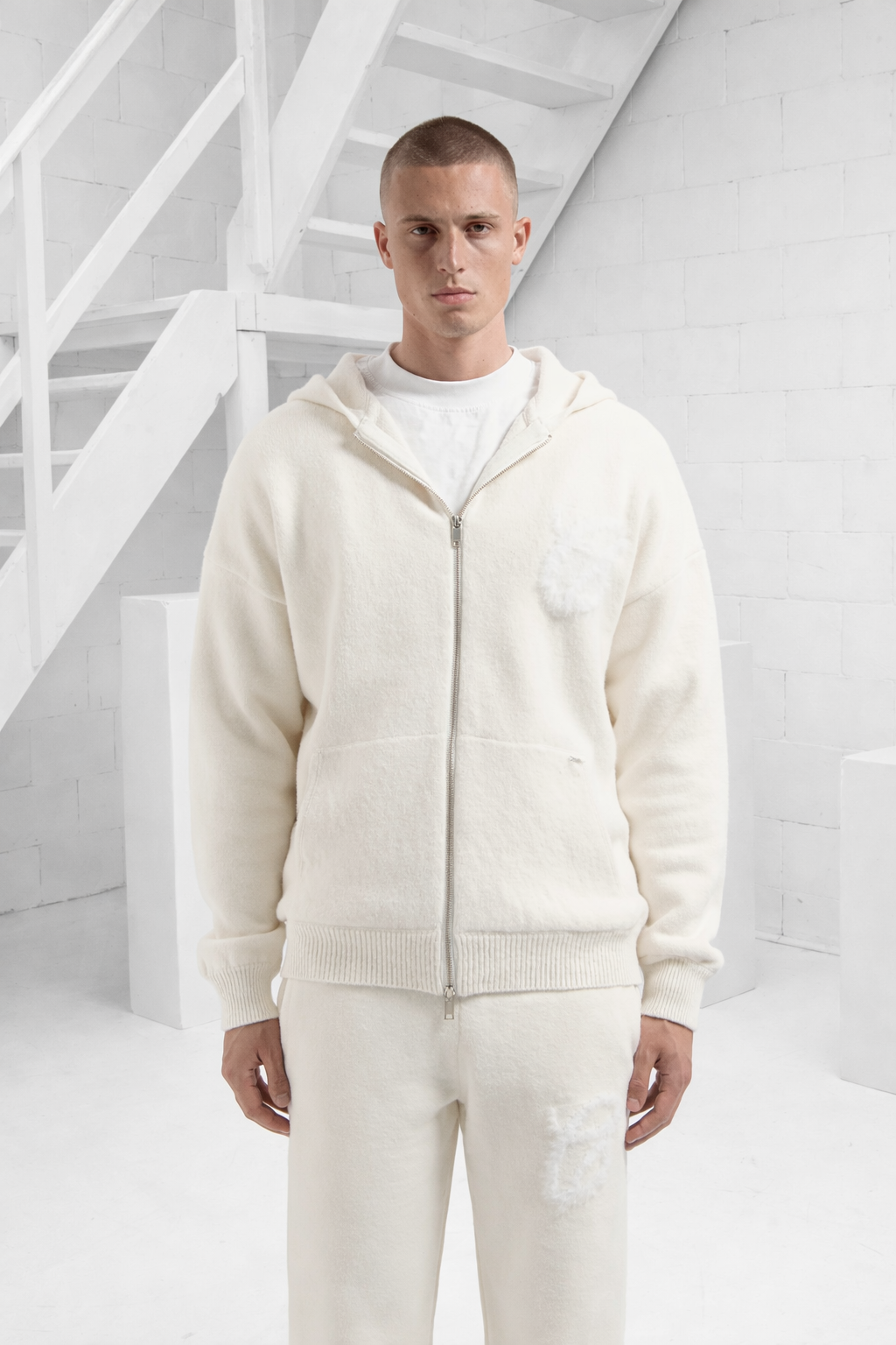 Croyez Fluffy Essence Knit Zip Hoodie Heren Lichtbruin