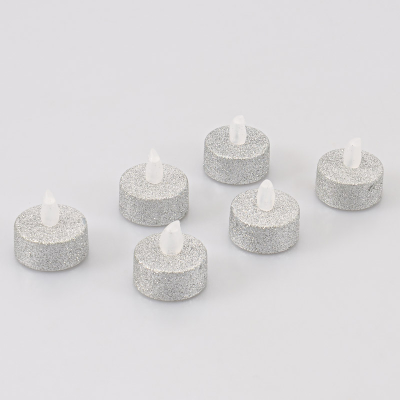Lot de 6 bougies chauffe-plat à LED argent