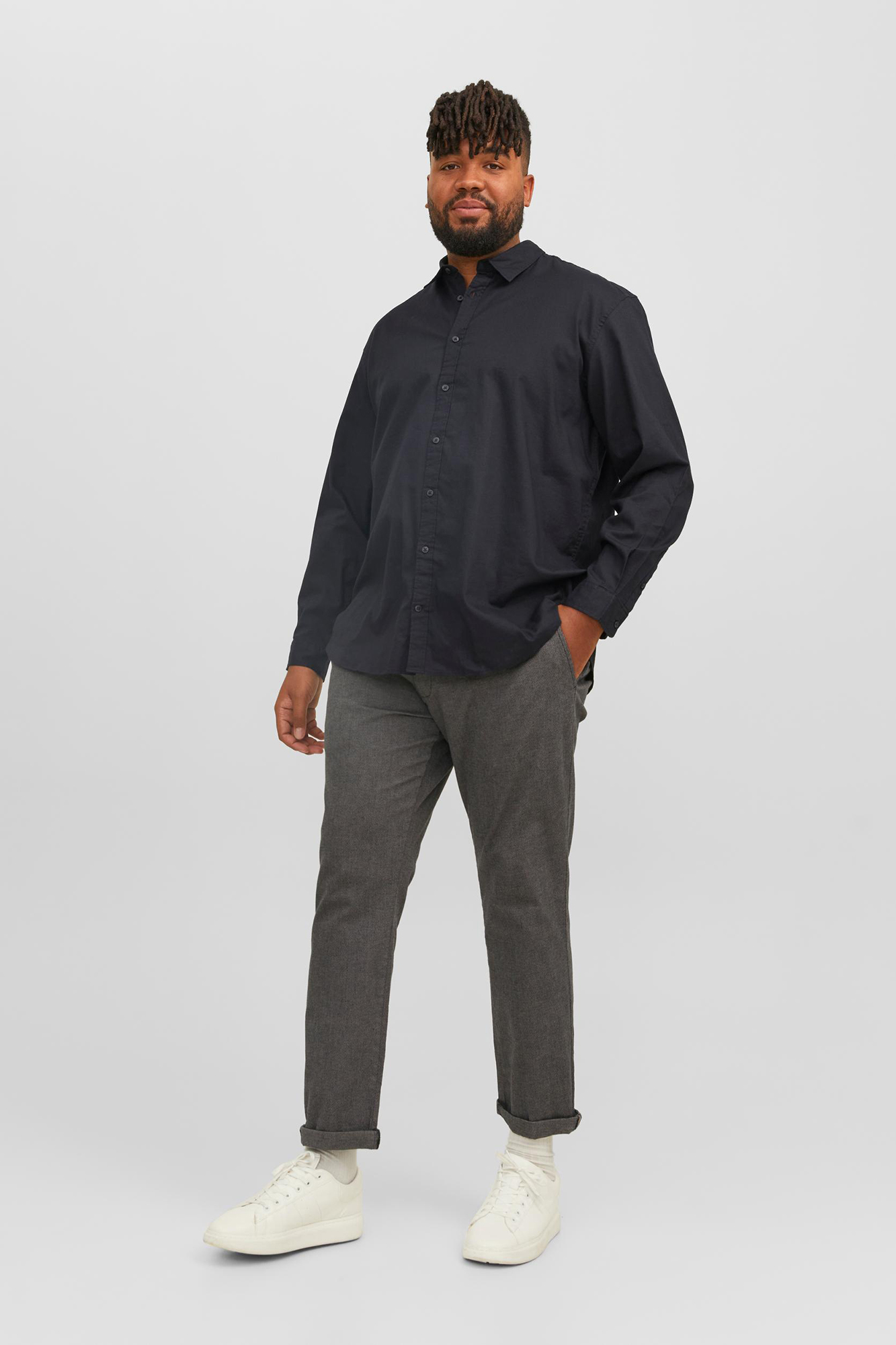 Camisa xadrez de sarja tamanho grande