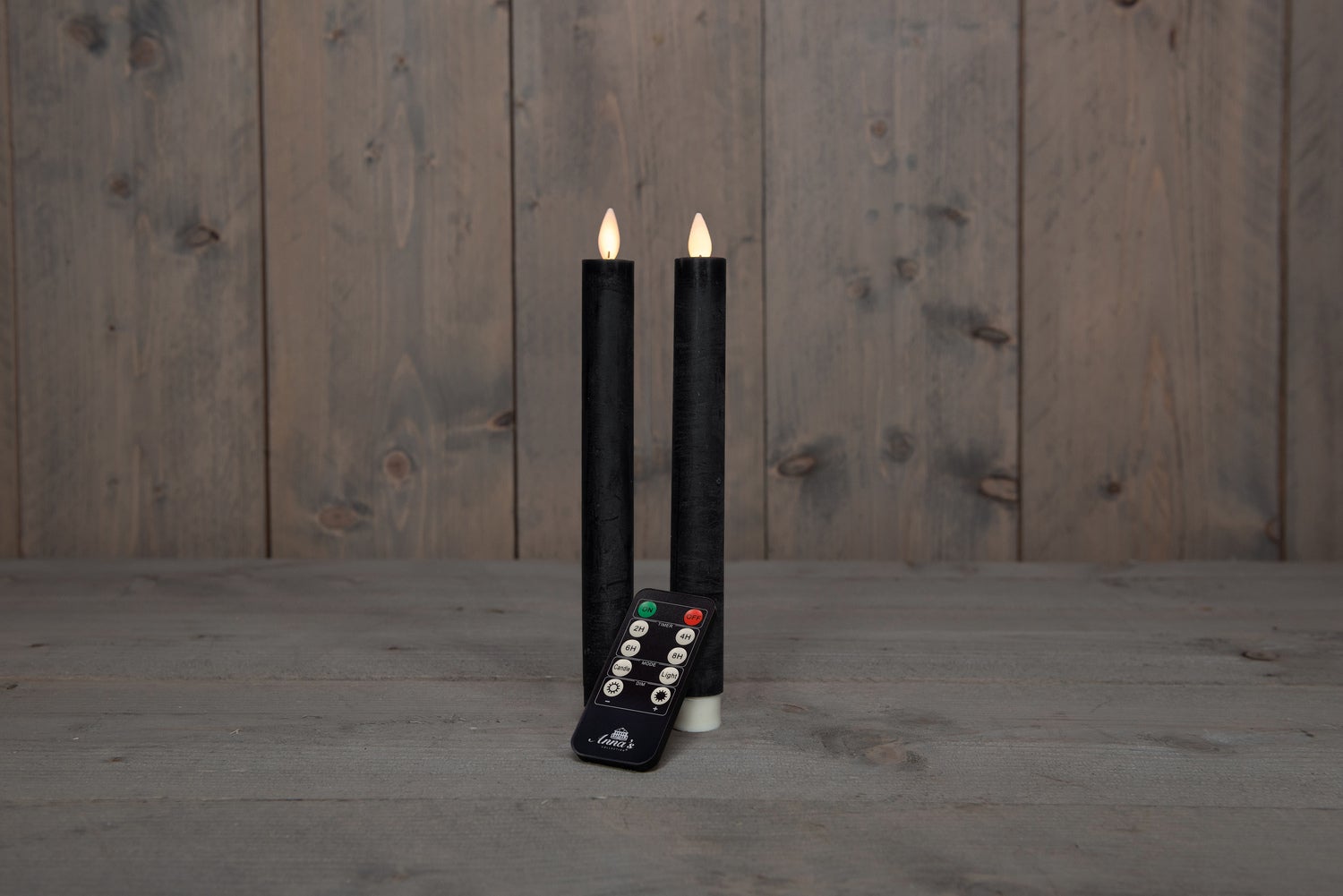 Anna's Collection LED dinerkaars zwart D 2,5 H 23 cm 2 stuks