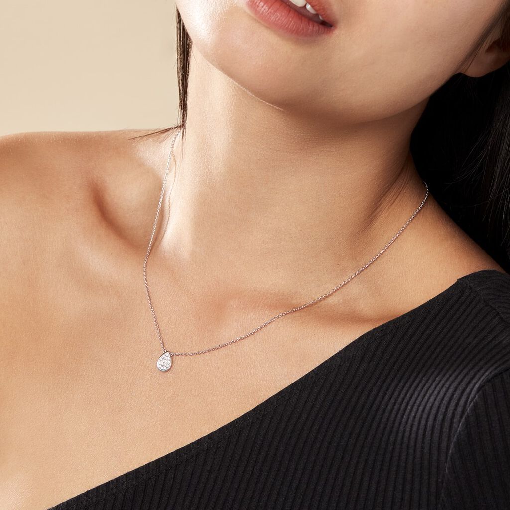 Collier Argent Tricoria Oxydes De Zirconium