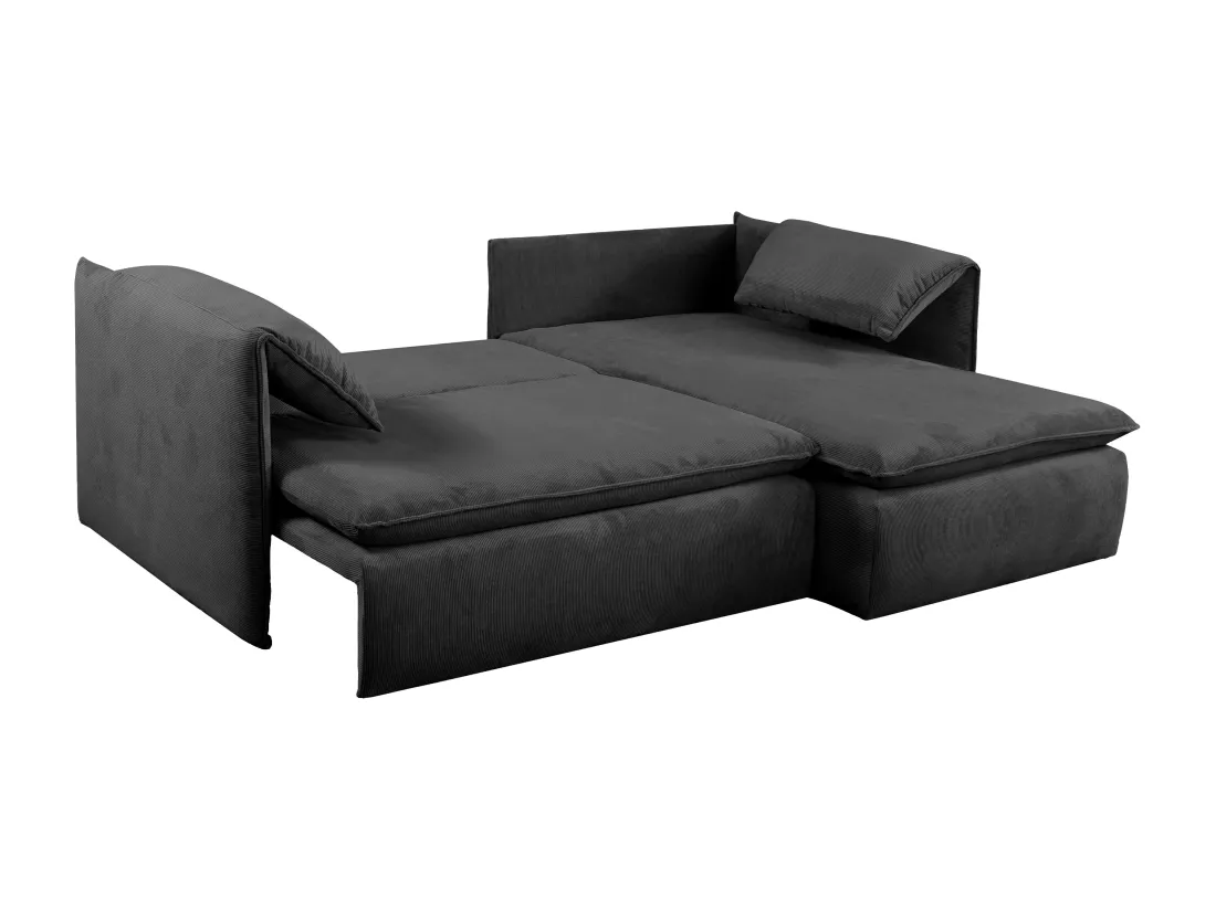 Canapé d'angle droit convertible en velours côtelé gris anthracite TEODORA