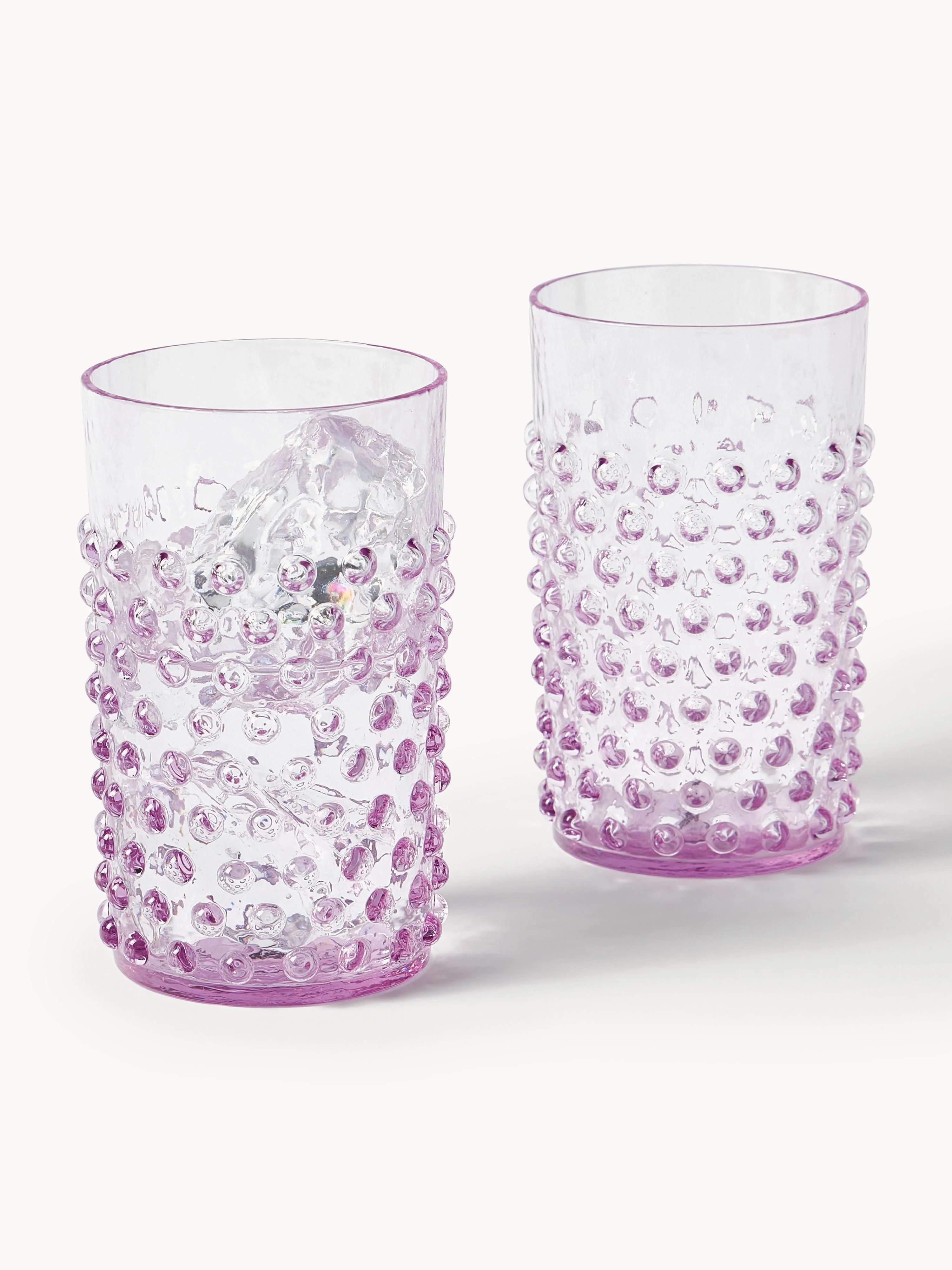 Mondgeblazen waterglazen Hobnail, 6 stuks