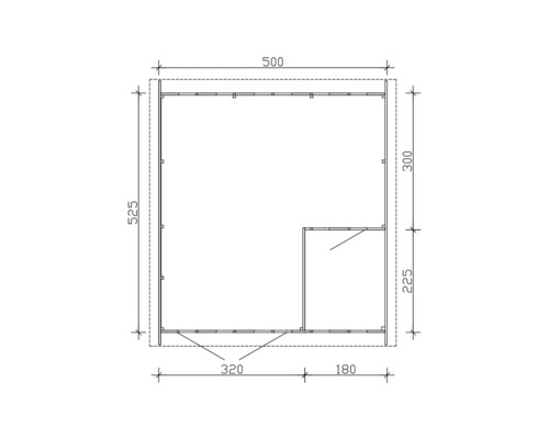 SKAN HOLZ Varberg 2 blokhut garage, 500 x 525 cm, natuurlijke afwerking