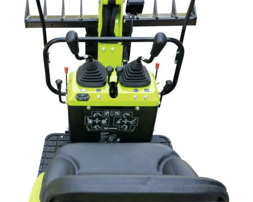 Minigraafmachine Zipper ZI-MBGS600 inclusief palletvorken, hark, slotenbak en bakdeksel, 4,36 kN uitbreekkrachtarm of 8 kN uitbreekkrachtbak, spoorbreedte 690 mm