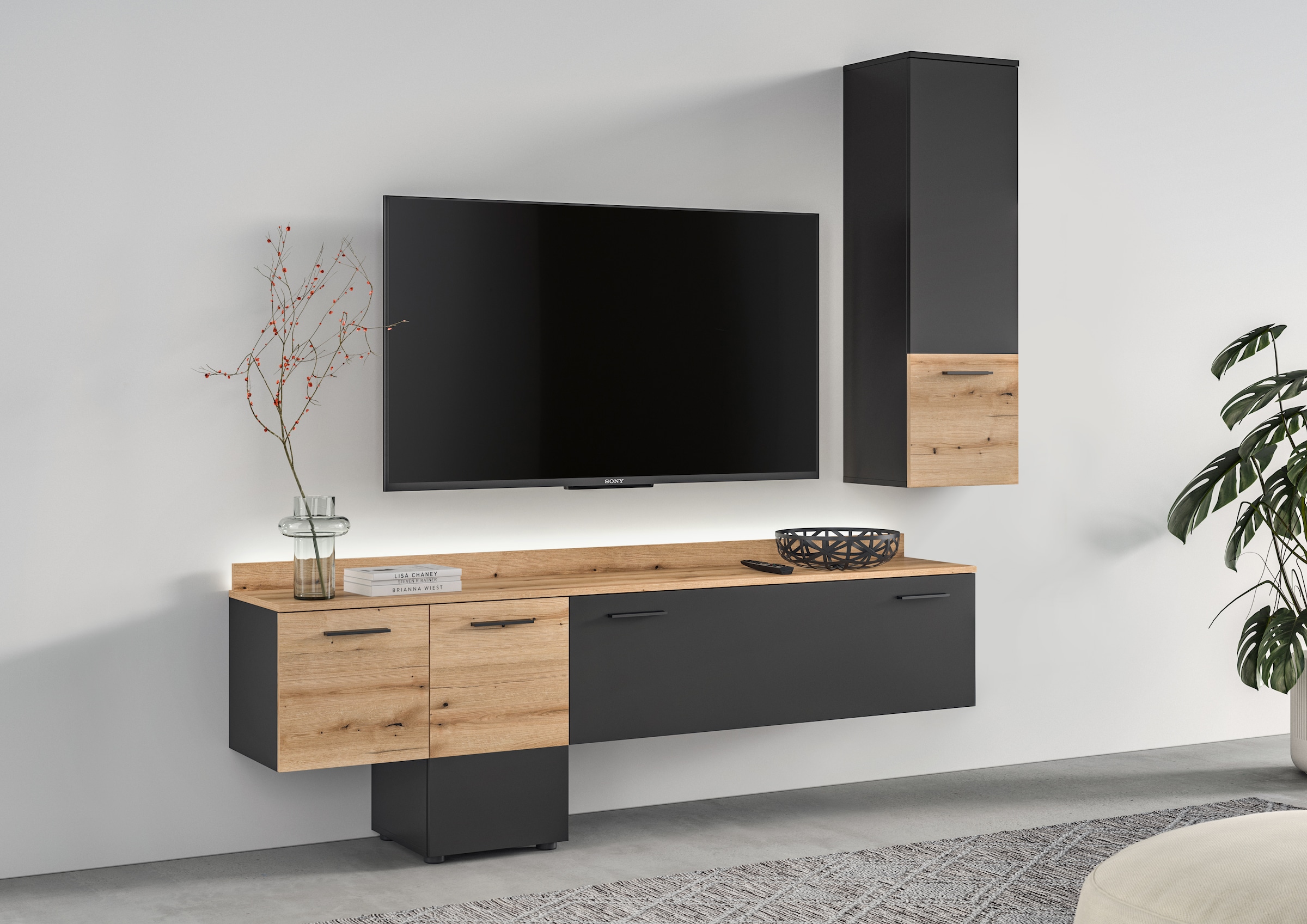 INOSIGN Wohnwand »Laport, Breite 195cm, inkl. 1 Lowboard mit indirekter Beleuchtung &« 2 Stk. tlg.