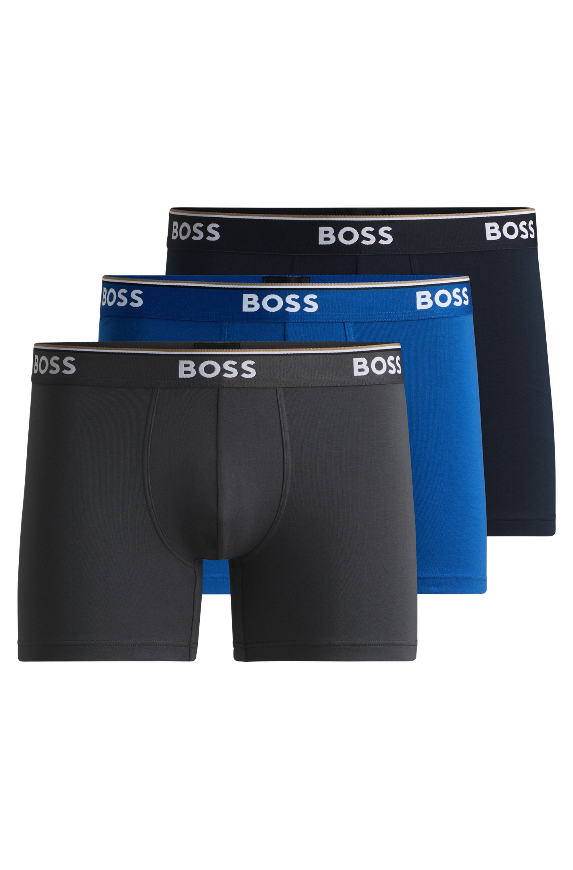 BOSS Langer Boxer »Brief 3 PACK«, mit farblich passendem Webbund