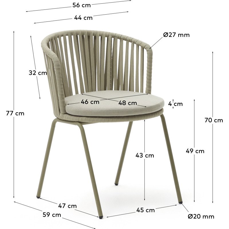 Chaise d'extérieur Saconca - corde et acier