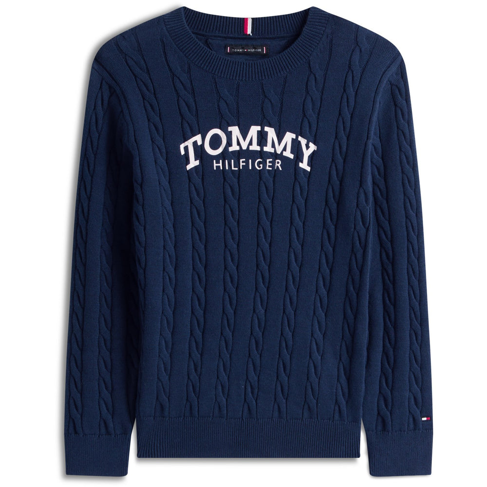 Køb Tommy Hilfiger Dark Night Navy Graphic Cable Cn Sweater
