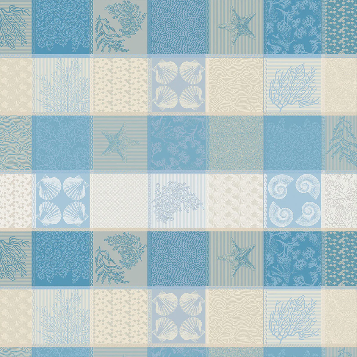 Nappe pur coton bleu 89x89 Garnier Thiebaut