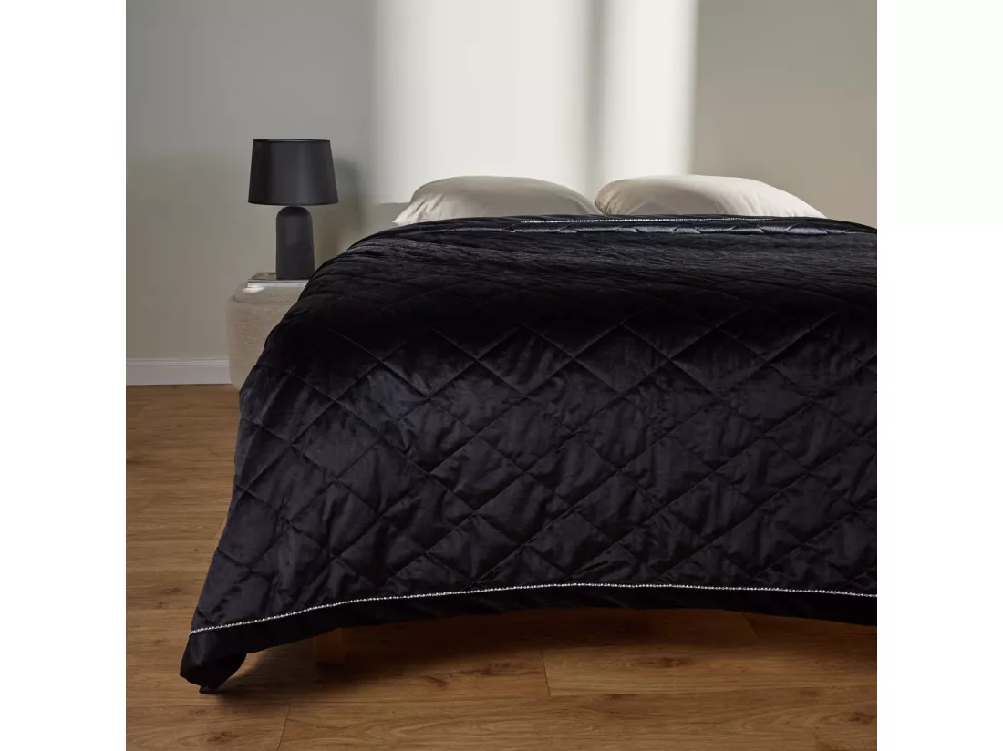 Jeté de lit Alvio Noir Moyen 200 x 220 Polyester