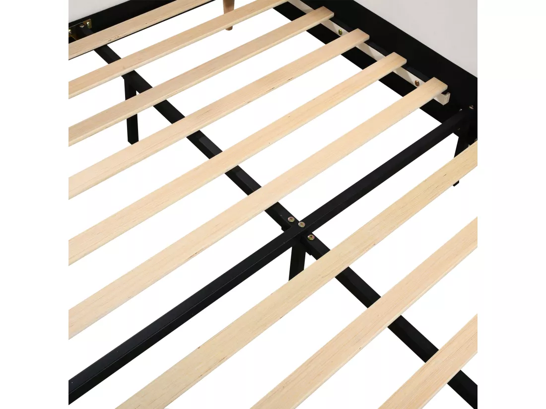 Lit banquette pour enfant 140x200cm - tissu en velours - Beige