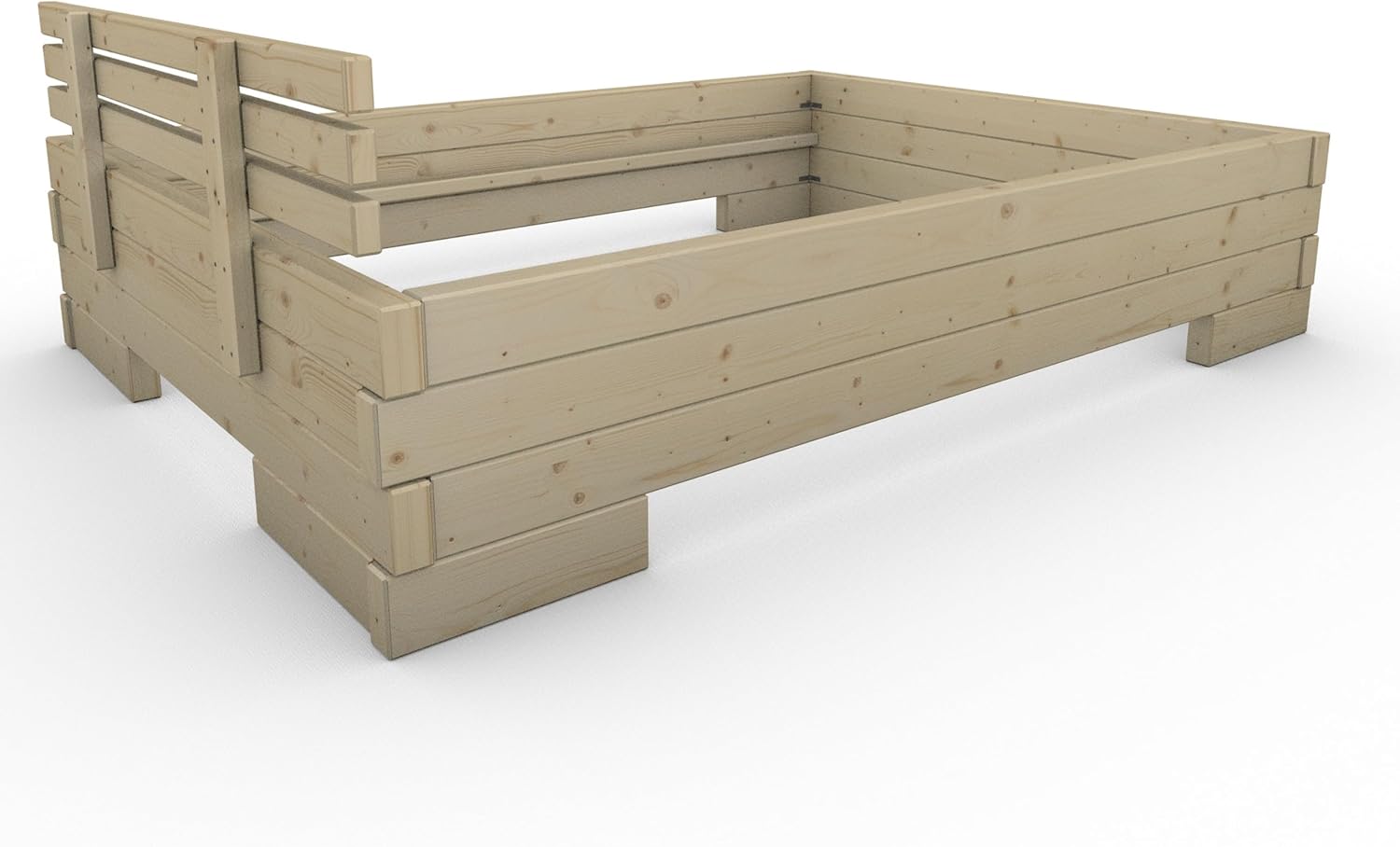 TUGA - Holztech Massives Balkenbett Doppelbett mit und ohne Überstand Daybett Boxspringbett (ohne seitlichen Überstand, 160 x 220)
