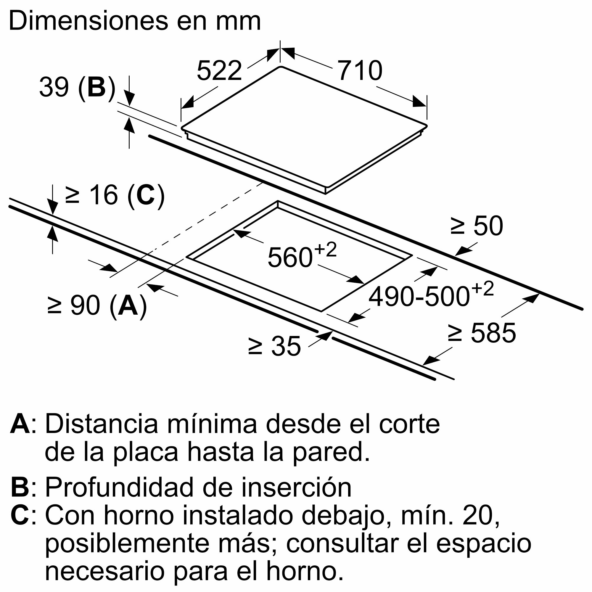 Placa vitrocerâmica Série 6 de 70 cm, preta, sem perfis PKD731FP8E