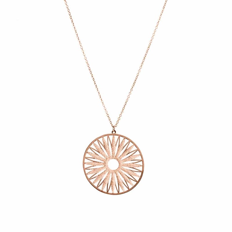 Collier Argent Soleil Scintillant Rose