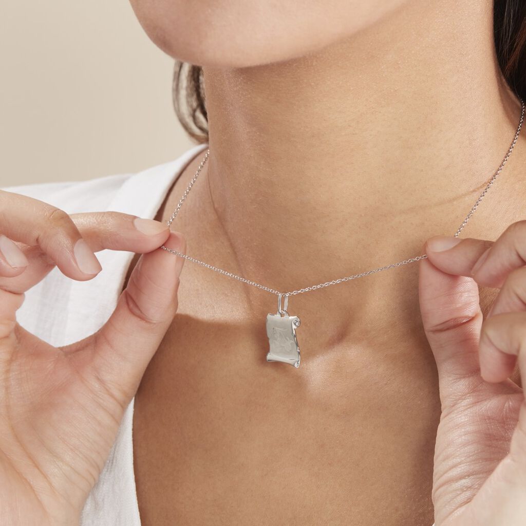Pendentif Zodiaque Parchemin Argent Blanc