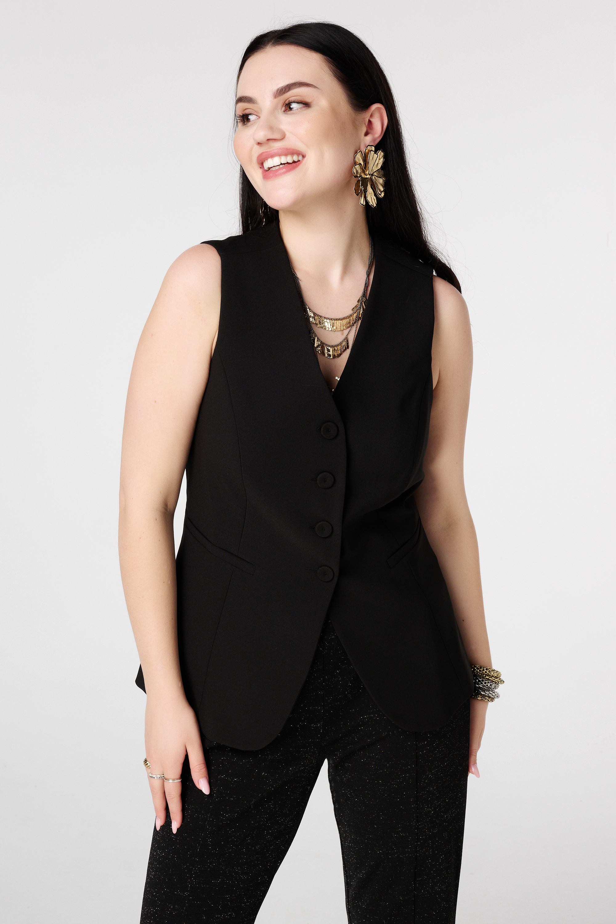 Gilet met knoopsluiting Zwart