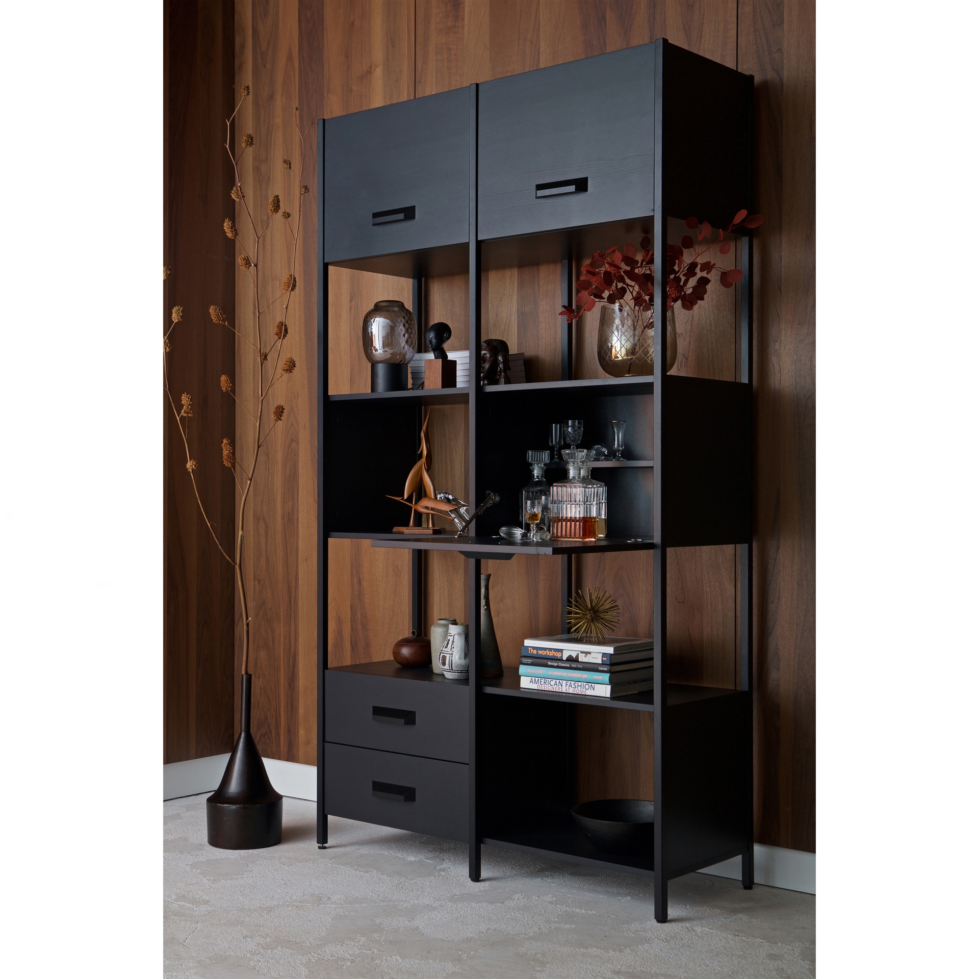 Regalschrank LEGACY 123 x 220 cm mattschwarz