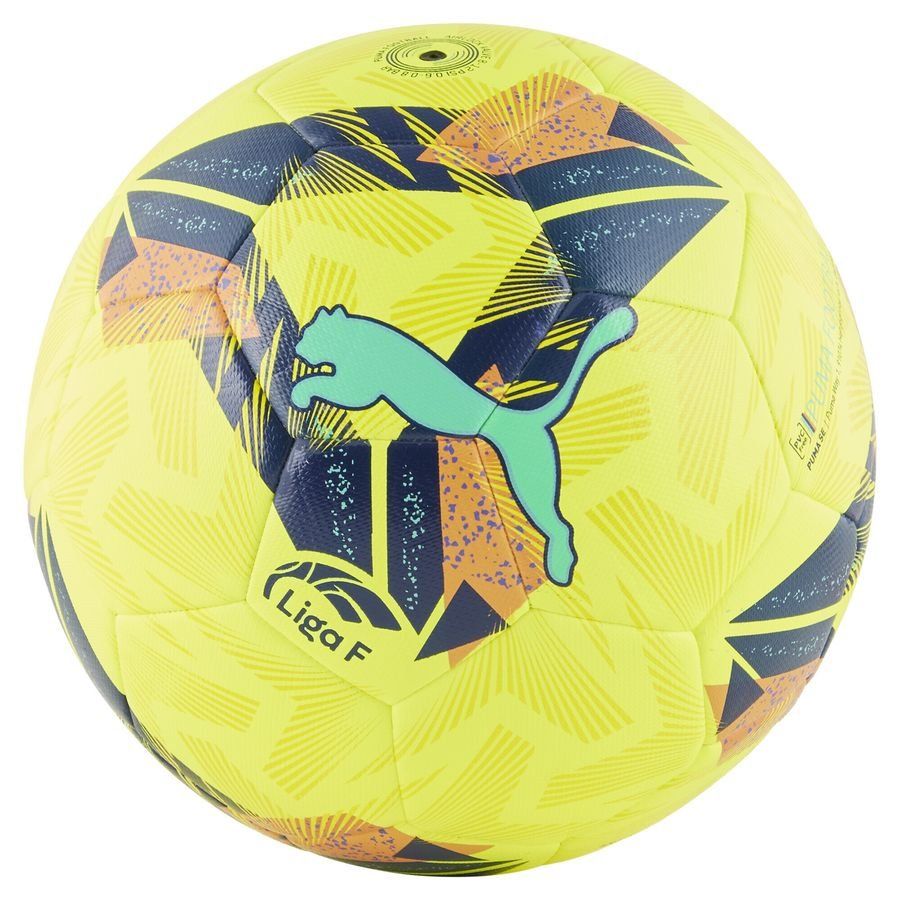 PUMA Orbita LIGA F Hybrid Ballon - Jaune/Bleu Marine/Turquoise