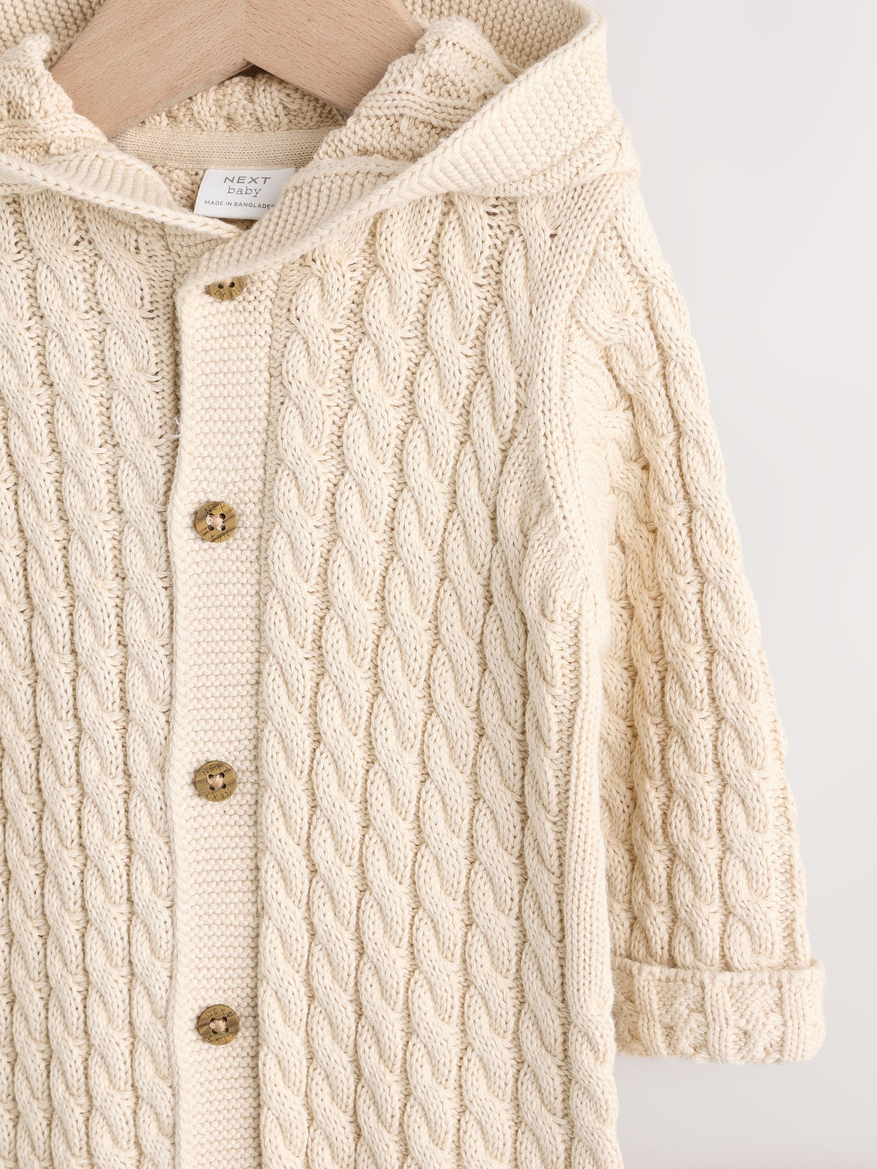 Crème - Baby Knit Hooded Romper (0mths-3yrs)