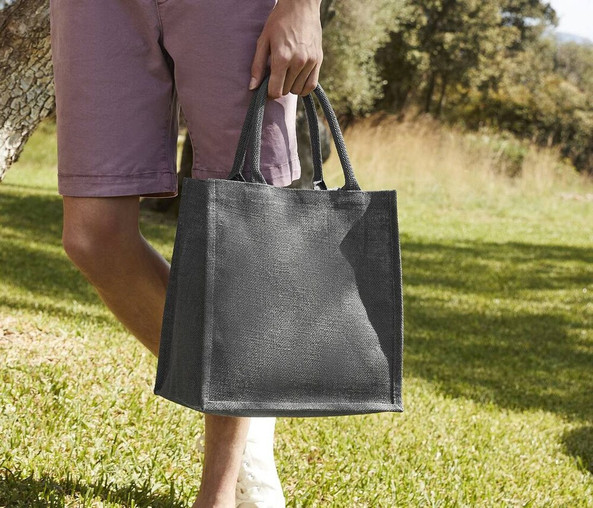 Westford mill WM413 - Sac Cabas Midi en Jute avec Poignées en Coton