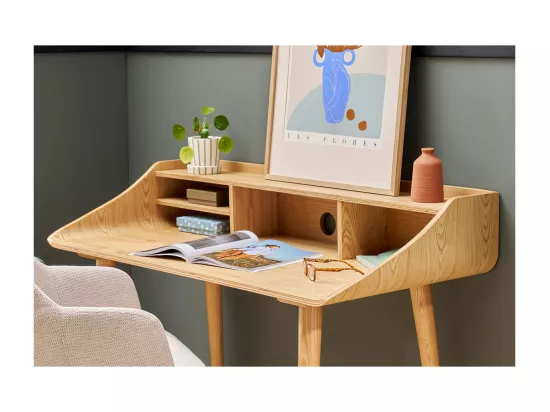 Bureau avec rangements vintage bois clair L120 cm NORDECO