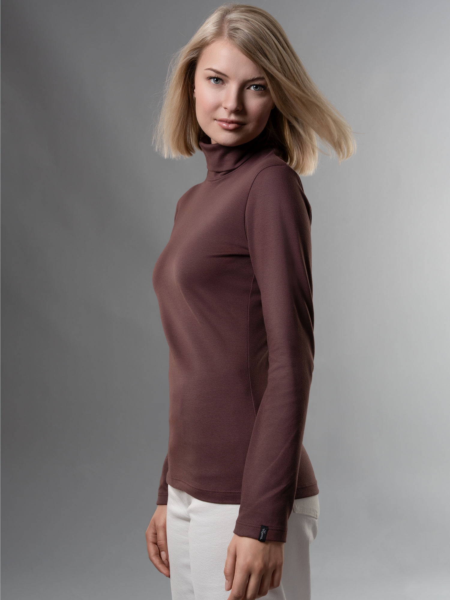 Rollkragenshirt Kastanie
