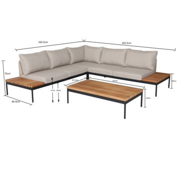 Wakefield loungeset Yuki teak hout