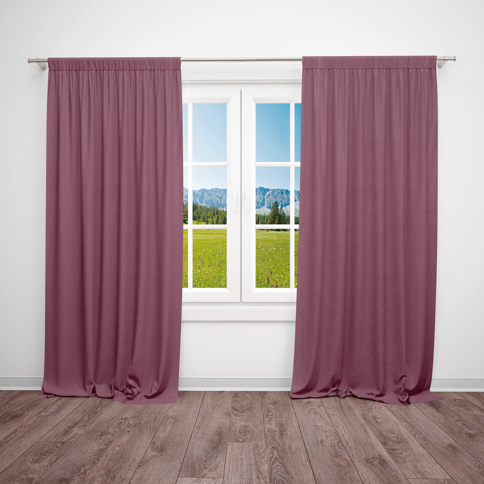 Fertigvorhang Rippenoptik mauve 140 x 250 cm