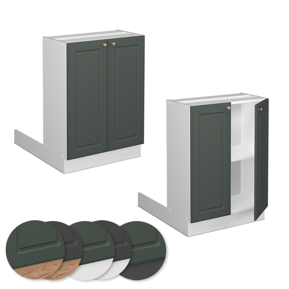 Vicco Regalinselunterschrank Küchenschrank Küchenmöbel Fame-Line Landhaus Weiß Grün 60 cm Gold Küche Einbauküche Kücheninsel Drehtür Einlegeboden Blende Küchenunterschrank Küchenzeile