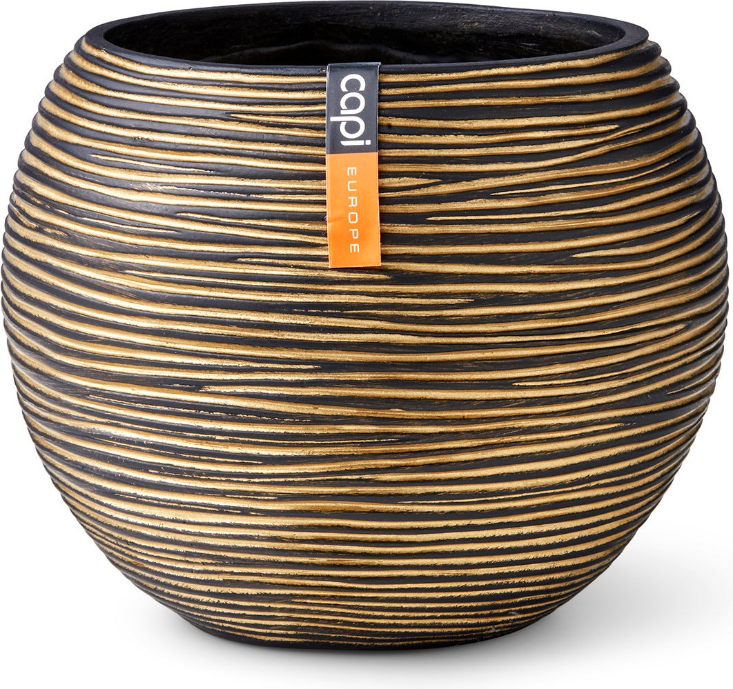 Capi Europe bloempot Nature-Rib goud / zwart D 21 H 19 cm