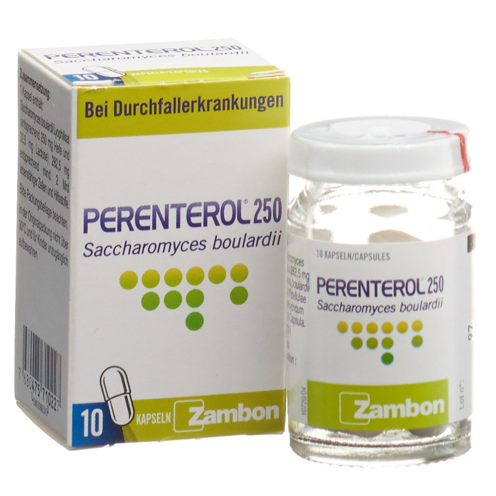 PERENTEROL Kaps 250 mg Glasfl 10 Stk<br>10 Stück, Glasflasche, Hartkapsel