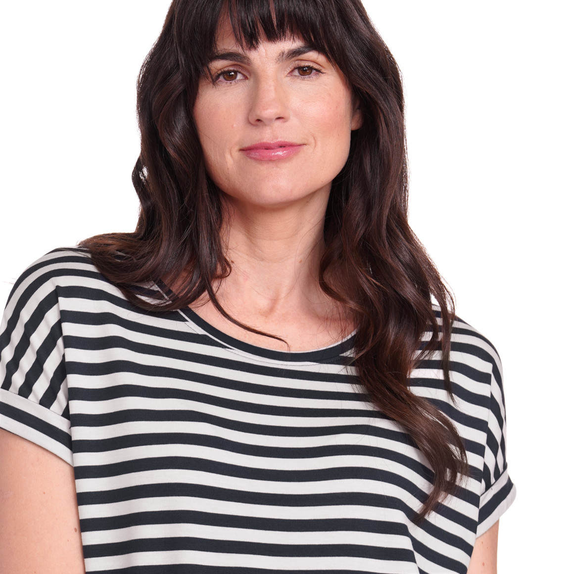 Gina Benotti Damen T-Shirt mit fixierten Turn-ups dunkelblau / weiss