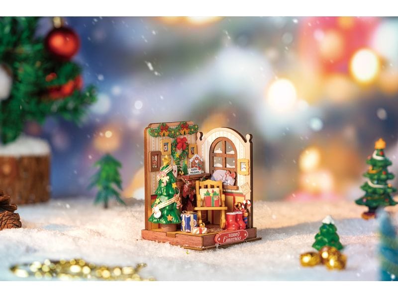 RoboTime Bausatz Weihnachts Feuerstelle 3D-Puzzle aus lasergeschnittenen Holzteilen