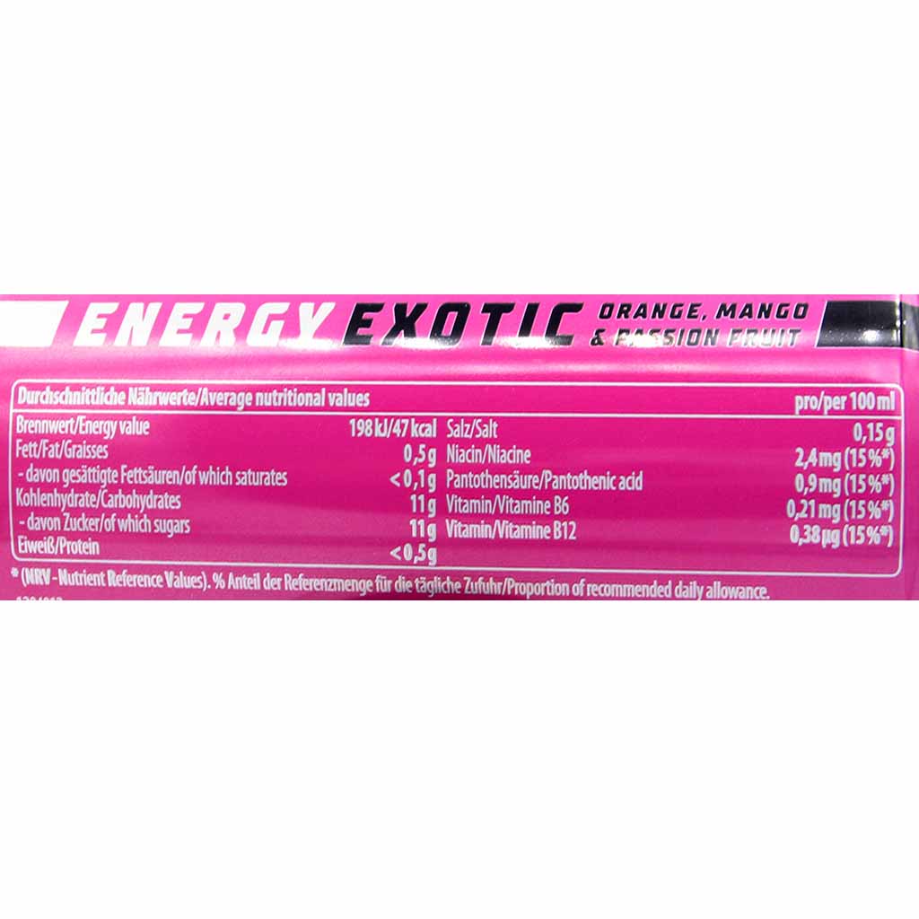 24x Action Energy Drink Exotic DOSE á 250ml=6L MHD:13.3.26
