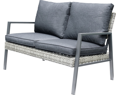 Garden Place polyrattan tuinmeubelset, 4-zits, 4-delig, inclusief tafel (90 x 50 x 43,5 cm) en kussens, antracietbruin