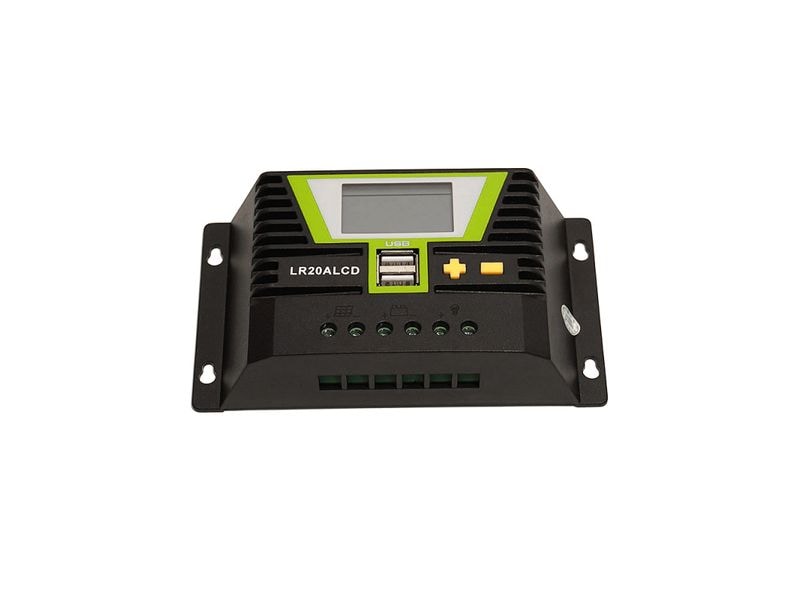 WATTSTUNDE Solarladeregler PWM Solarladeregler 20A mit LCD-Anzeige und USB-Ports für 12 V / 24 V Systeme