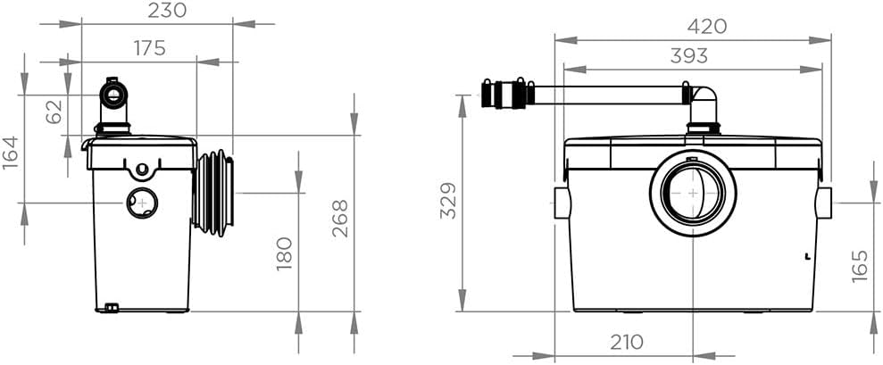 SFA SaniBroy Hebeanlage SANIACCESS 2 – max. Förderdistanz vertikal x horizontale 5x100 m, steckfertig, schallgedämmt – 0014A, weiß