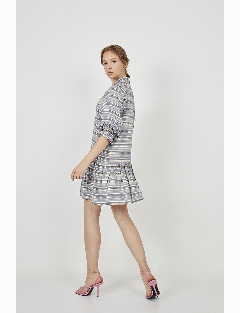 Short Flowing Dress Grey Stripes