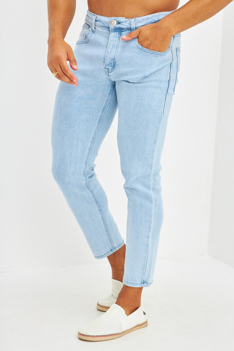 Jean slim uni bleu clair