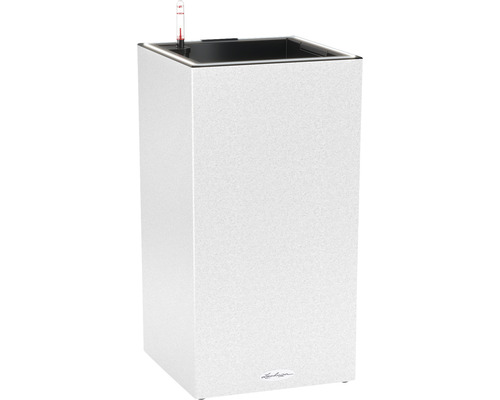 Lechuza Canto Stone 30 LED hoge plantenstandaard, kunststof, 30 x 30 x 56 cm, kwartswit