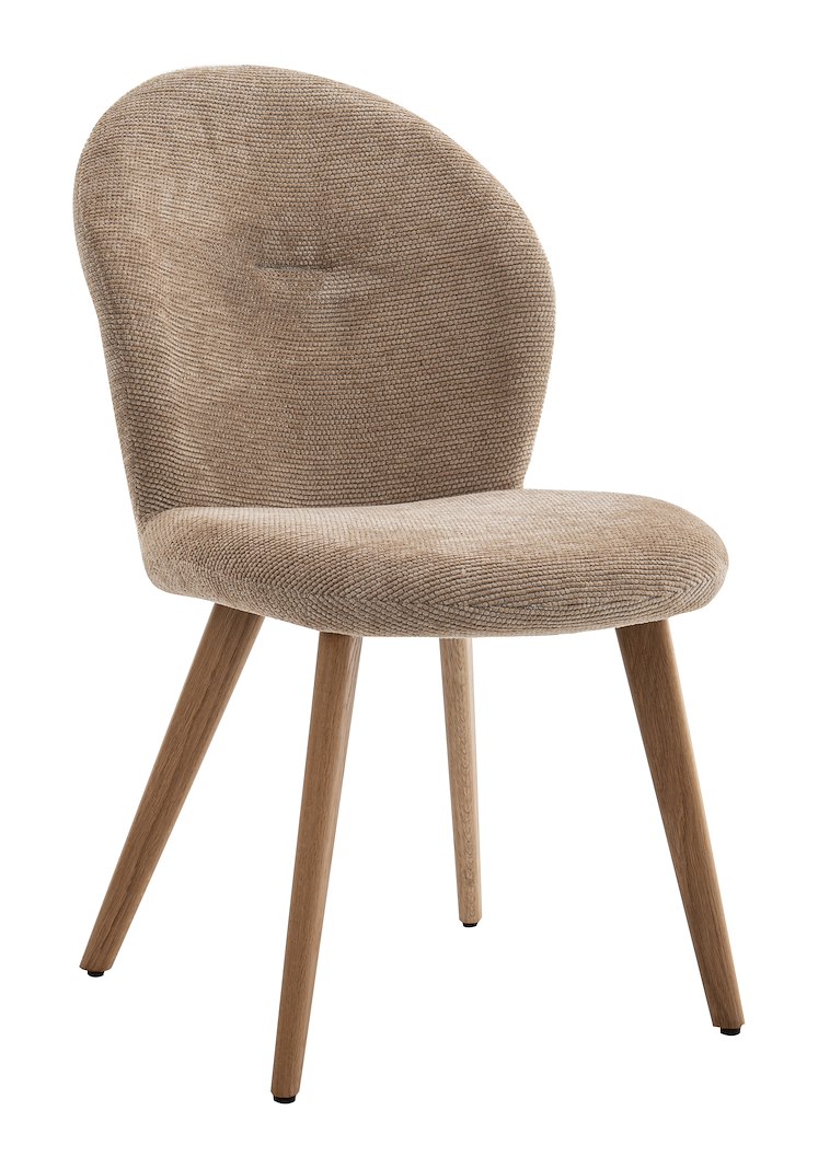 Joni spisestol Tekstil CKS lys gul med understell i lys eik.